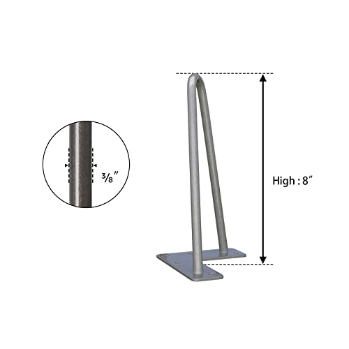 SMARTSTANDARD 8 Inch Heavy Duty Hairpin Furniture Legs, Gray 4PCS - color: Grey, size: 8 Inch