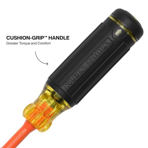 Klein Tools 32306INS 6-in-1 Insulated Multi-Bit Screwdriver, Multi-Bit Driver with Auto-Locking Collar, 1000V Rated, In-Handle Bit Storage - size: 6-in-1