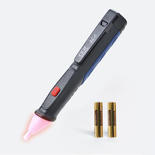 Voltage Tester,CEM AC-6 Non-Contact Voltage Detector,Electrical Tester,AC,LCD Display in Percentage,Buzzer Alarm,Live Wire Tester,Wire Breakpoint Finder - Black-Built-in/External Battery (Random)