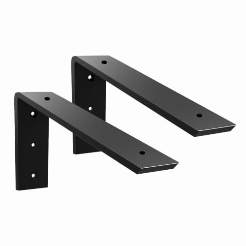 WINKER Countertop Support Bracket 2 Pack Heavy Duty 3/8" Thick Hidden L Shelf Bracket 8" x 6" x 2.5" Metal Corbels for Quartz/Granite/Wood/Concrete/Laminate Countertops, Black - size: 8″x6″x2.5″-3/8" thick, style: Black-2Pack