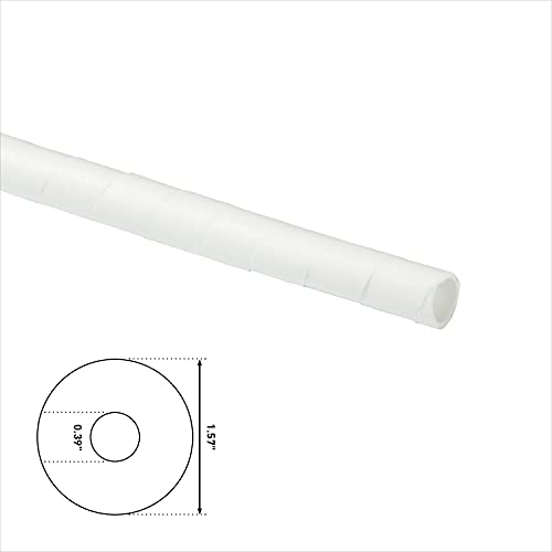 D-Line 8.2ft White Cord Wrap, Spiral Cable Sleeve, Expands 0.39-1.5in Diameter, Wrap by Hand - White - color: White