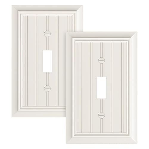 2-Pack Beadboard Bamboo Fiber Single Toggle Light Switch Cover Plate - color: Light Almond, size: 1 Toggle 2PK