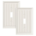 2-Pack Beadboard Bamboo Fiber Single Toggle Light Switch Cover Plate - color: Light Almond, size: 1 Toggle 2PK