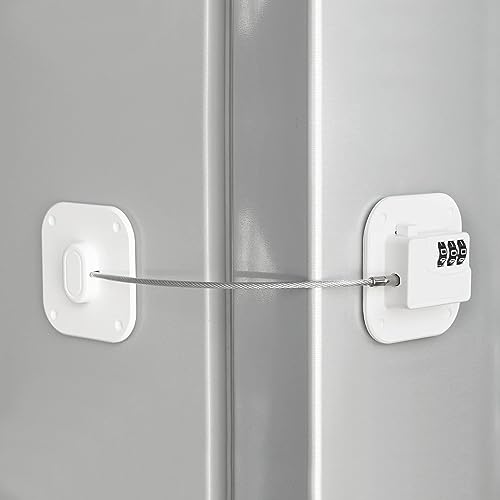 Refrigerator Lock, Heavy Duty Fridge Lock, Combination Lock for Refrigerator Cabinets, Drawers, Safety, Easy Install No Keys Needed (White-1Pack) - color: White-1Pack