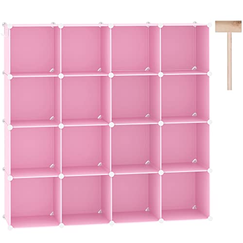 C&AHOME 16 Cube Storage Organizer Cube Shelves Units Storage Cubes, Pink - color: Pink