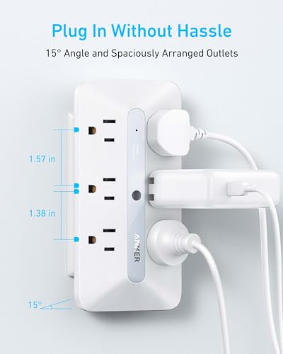 Anker Outlet Extender, 10-in-1 Power Strip with 300J Surge Protector, 6 AC