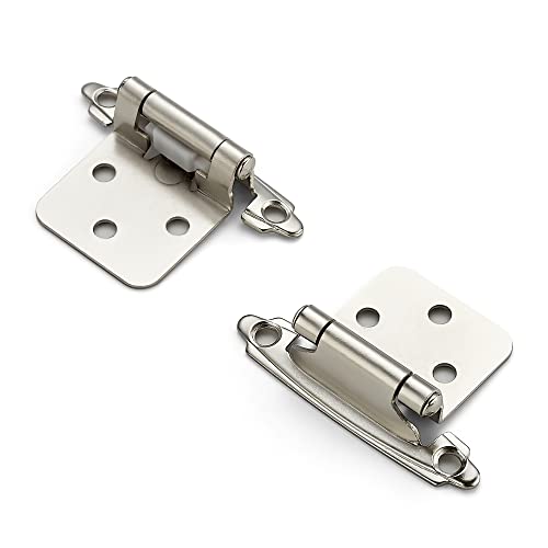 Ravinte Brushed Nickel Cabinet Hinges, 1/2 Inch Overlay, 4 Pack (2 Pairs) - color: Satin Nickel