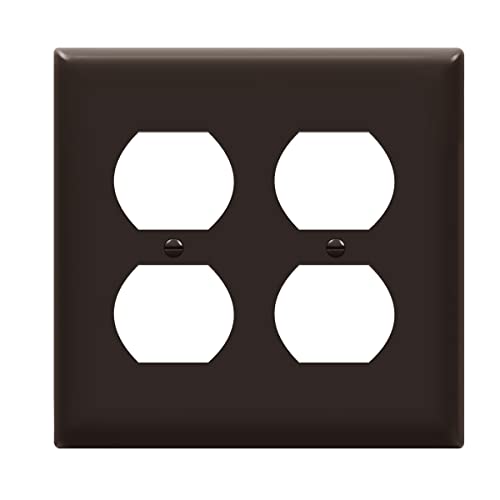 ENERLITES Double Duplex Outlet Covers Wall Plate, 2-Gang, 1 Pack, Brown - color: Brown, size: Screw