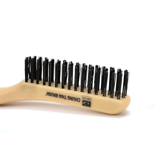10“ Plastic Handle Wire Brush Set (5624) – 2 Pack 4 Row Scratch Brush Premium Carbon Steel Bristles, Durable, for Paint Removal, Rust Removal, Scrubbing, Deep Cleaning