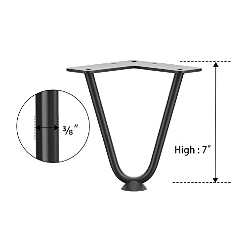 SMARTSTANDARD 7 Inch Heavy Duty Hairpin Furniture Legs, Black 4PCS - color: Black, size: 7 Inch