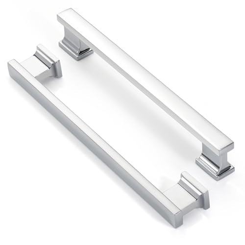 Chrome Plated Kitchen Square Cabinet Handles 6.25 Inch 10 Pack - color: Chrome Plated, size: 6.25"/160MM Hole Center