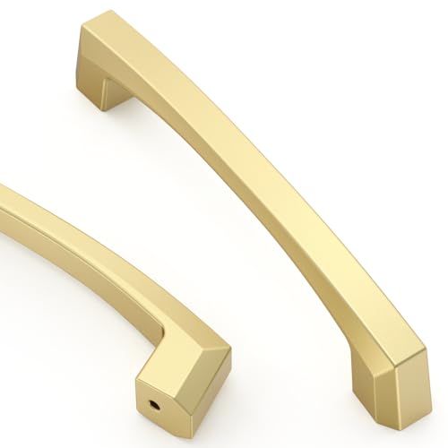 Asidrama 10 Pack 4 inch Brushed Gold Kitchen Cabinet Handles - color: Brushed Gold, size: 4" Hole Center(102mm)