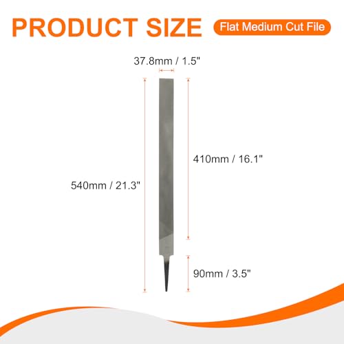 HARFINGTON Flat Medium Cut File 18" Double Cut Teeth High Carbon Steel Hand Rasp File without Handle for Metal Wood Deburring Removing - size: 18", style: Medium
