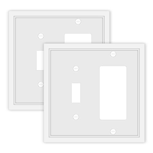 1 Toggle/1 Decorator Combo Light Switch Cover Plates - 2 Pack - size: 2 Gang Toggle/ Decorator