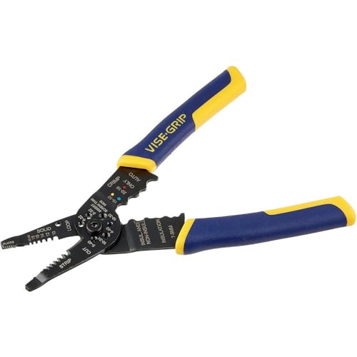 IRWIN Vise-Grip Wire Stripper, 8 Inch, Cuts 10-22 AWG, Plier Style Nose, ProTouch for Comfort, Blue (2078309)