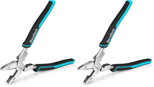 DURATECH 9.5 INCH High Leverage Linemans Pliers, Heavy Duty Side Cutters, Linesman Pliers for Wire Cutting, Crimping (Pack of 2) - size: 9.5 inch (Pack of 2)