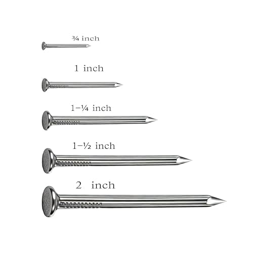 Picture Hanging Nails for Concrete Wall - 345 Pcs Masonry Nails Kit, 5 Sizes (3/4"-2"), Hardened Galvanized Steel for Brick & Drywall with Box - size: Kit-345 PCS