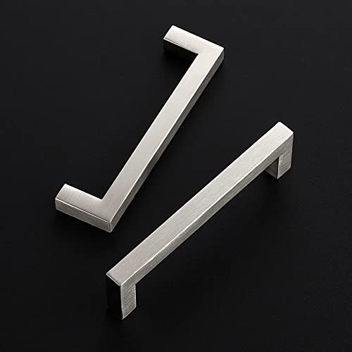 Ravinte Brushed Nickel Square Cabinet Handles Drawer Pulls,5 Inch,30 Pack | Screws Included, Stainless Steel, Square Bar Grip, Easy Install, Kitchen Cabinet Hardware, For Cupboards, Drawers, Dressers - color: Brushed Nickel
