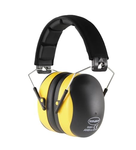 TITUS 3 Series, Onyx 37 Original Highest NRR Noise Reduction Earmuffs - color: Black/Yellow (Premium Band / Earmuffs Only)