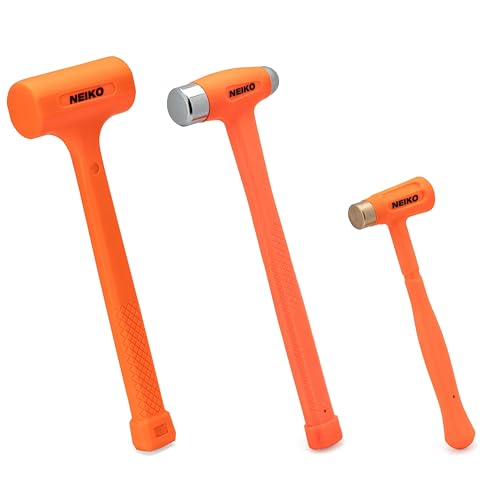 NEIKO 02889A Dead Blow Hammer Set, 3-Piece Variety Pack, 1-1/2 LB Deadblow, 12oz Brass Cap, 16oz Ball-Peen, Brass, Dead Blow Mallet, Soft Blow - size: Variety 3 Pack, style: Brass Cap Dead Blow