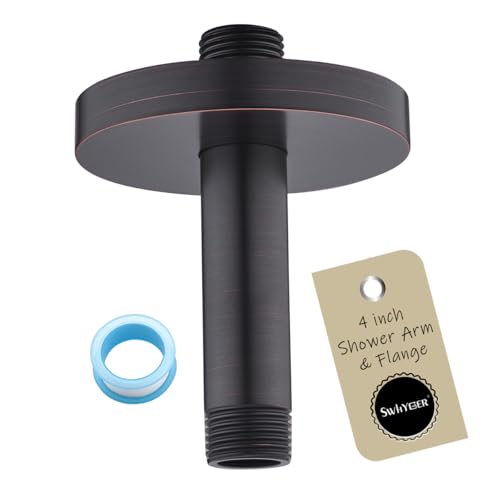 Wall Mounted Stainless Steel Shower Arm Shower Head Extension Pipe Bathroom Accessories 4 Inch Oil Rubbed Bronze,SW-RD91038-4-ORB. - color: Circular Flange-4" Oil Rubbed Bronze