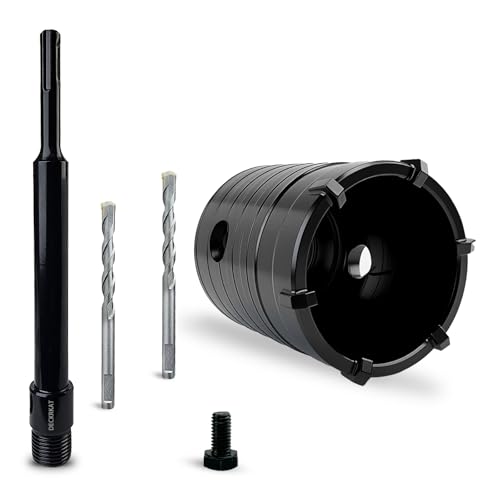 DECKRKAT 2" Concrete Hole Saw Kit,Electroplated Black Quenching Tech,Heavy-Duty Thickened Alloy Teeth,SDS Plus Shank & 2 Center Bits for Concrete,Brick,Stone. - size: (50mm)2"