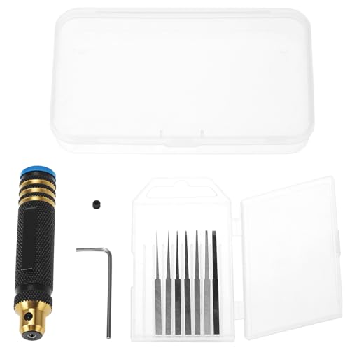 QWORK Model Scriber Resin Carved Scribe Line Scribing Tool, Chisel Set with Tungsten Steel Blades - 7 Sizes (0.1 to 2.0 mm), for Scale Model, Carving Cutting