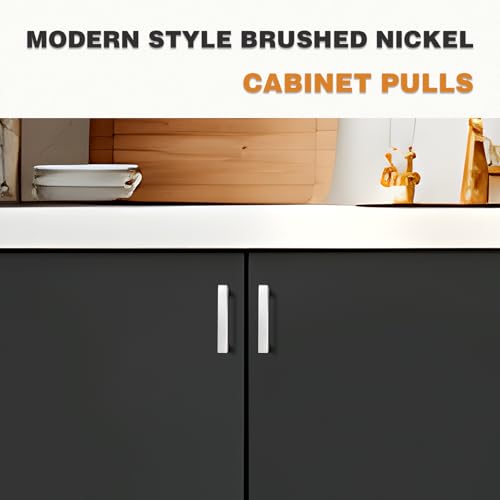 Probrico 3 inch Hole Centers Cabinet Pulls 10 Pack, Brushed Nickel Drawer Handles Kitchen Cabinet Handles Modern Suqare Bar Pulls Stainless Steel Cabinet Hardware for Dresser Bathroom Bedroom - color: Brushed Nickel, size: hole center 3"