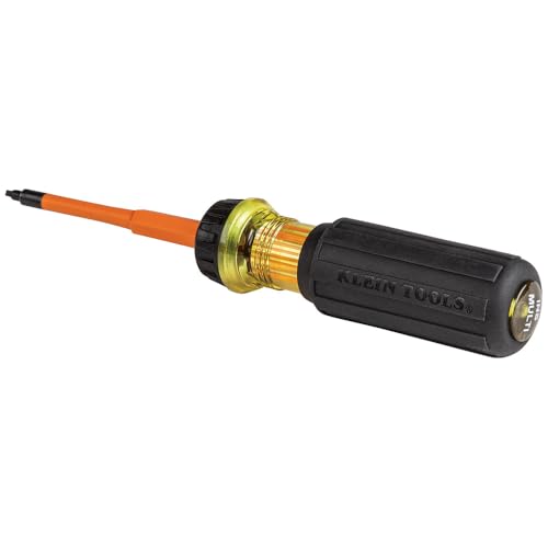 Klein Tools 32287 Insulated Screwdriver, 2-in-1 Screwdriver Set with Flip Blade, #1 and #2 Square Tips, Double-Ended Blades - size: #1 SQ + #2 SQ
