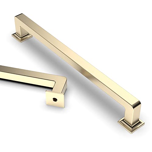 Asidrama 10 Pack 7 inch Brushed Brass Kitchen Cabinet Handles | Heavy-Duty Solid Zinc, 2 Screw Sizes, 7" Hole Center(177mm), Cupboards, Drawers, Dressers, Furniture, Hardware - color: Brushed Brass, size: 7" Hole Center(177mm)