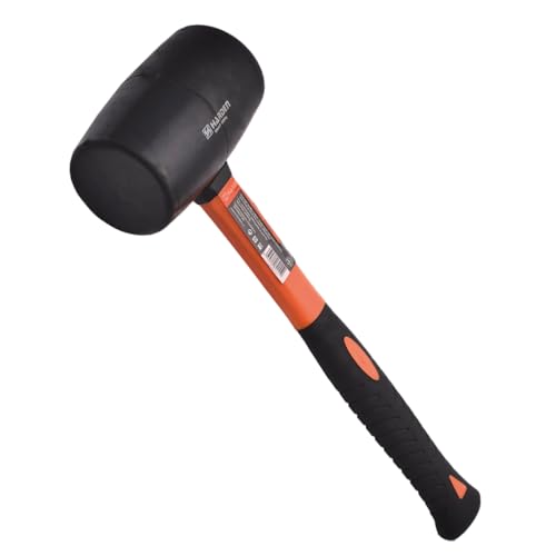 HARDEN Tools 225g (8oz) Rubber Mallet with Fiberglass Handle – Black Rubber Head, Ergonomic Cushion Grip, 0.5 lbs, Ideal for Paving and Professional Applications - size: 8 oz