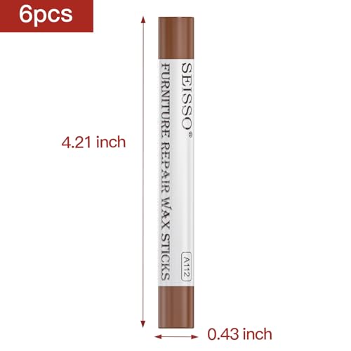 SEISSO Furniture Repair Crayon, 6 Pcs - Wood Filler Sticks, Scratch Repair Wax, Furniture Marking Repair - Scratch, Hole, Table, Wood Floor, Guitar, Covering, Instrument Fill Sticks -Red Cherry - color: Red Cherry 6pcs