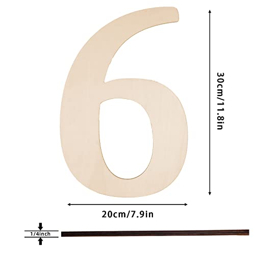 12 Inch Wooden Numbers 6, Large Wood Numbers Cutout for DIY Crafts - color: 6, size: 12 Inch