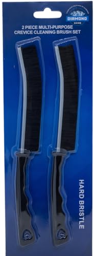 Diamond Shine 2-Pack Hard Bristle Crevice Cleaning Brush – Ergonomic Grout, Gap & Corner Scrub Brush for Kitchen, Bathroom & Baseboards