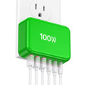 Fast Charger Block, 100W 6 Port Charging Station Hub Cube, Power Strip Plug - color: Green