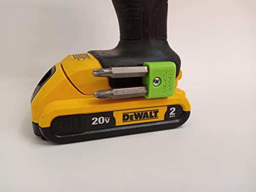 MAGNETIC Bit Holder for DEWALT 20V Drill/Driver, Side Mounted, Strong Magnets, Low Profile Design - Galactic Gadgets (Green) - color: Green, 1 Pack