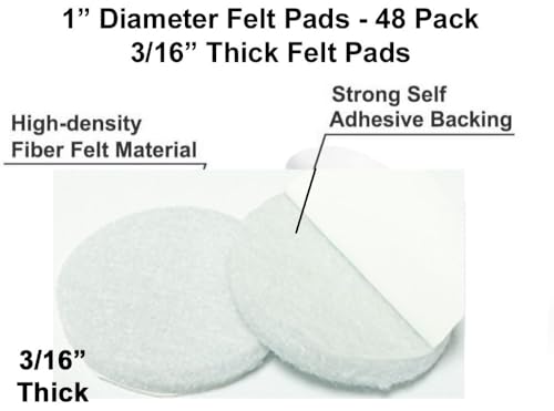 48 Pcs Self Adhesive 1" Round Felt Furniture Pads (White, 1") - color: White