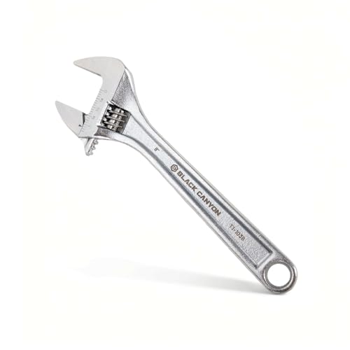 BLACK CANYON Adjustable Wrench 8 Inch, Wide Jaw Spanner with Imperial and Metric, Premium Chrome Forged Steel for Automotive Plumbing, Household Repairs and DIY - size: 8 in