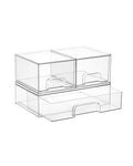 Vtopmart Clear Stackable Storage Drawers Set of 5, Plastic Organizer Bins - style: 2 Small+1 Wide