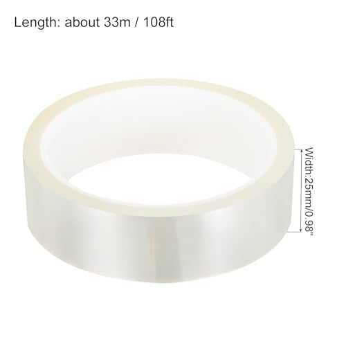 uxcell Clear Heat Tape, 1 Roll 25mmx33m 108ft High Temperature Heat Resistant Tape for Sublimation,Heat Vinyl Press,Heat Transfer, Circuit Board, No Residue - color: Clear, size: 25mmx33m