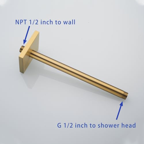 Wall Mounted Stainless Steel Shower Head Extension Arm Bathroom Accessories 12 Inch Champagne Bronze,SW-91038-12CB-SQ. - color: Right Angled Square Flange-12" Champagne Bronze
