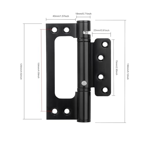 Self Closing Door Hinges 2 Pack – 5" Spring Hinges with Auto Close, Heavy-Duty Spring Loaded Door Hinges for Interior/Exterior Wooden Gates, Cabinets & Doors