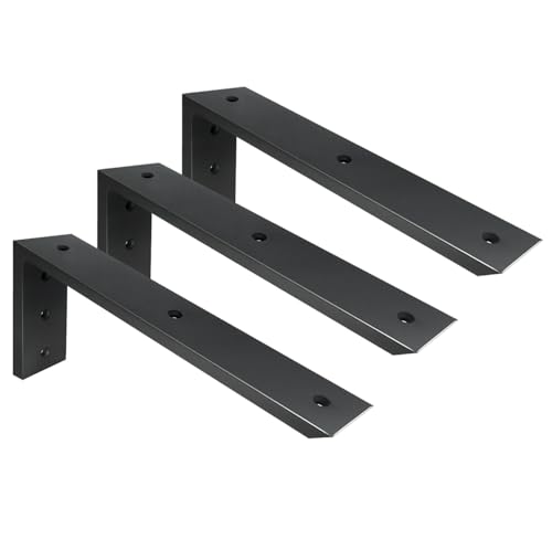 WINKER Countertop Support Bracket 3 Pack Heavy Duty 1/2" Thick Hidden L Shelf Bracket 14" x 6" x 2.5" Metal Corbels for Quartz/Granite/Wood/Concrete/Laminate Countertops, Black - size: 14″x6″x2.5″-1/2" thick, style: Black-3Pack