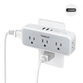 TESSAN Multi Plug Outlet Extender, USB C Wall Charger, Surge Protector,Grey - color: Gray, size: 5 Outlets (USB-C)