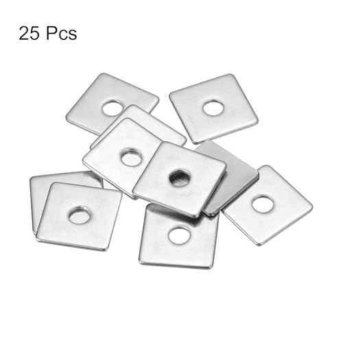 uxcell Square Washer, 25Pcs M6x20x20x1.5mm 304 Stainless Steel Square Plate Washers Flat Pad Spacer Gasket for Hardware Fastener - size: M6x20x20x1.5mm
