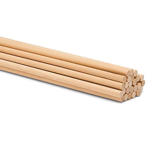 Wooden Dowel Rod, 1/4 Inch x 24 Inch Wood Dowels, Pack of 25 Wooden Dowels for Crafts, Unfinished Hardwood Wooden Dowels Rods, Strong Wood Rod Dowels for Crafting and DIYers - size: 1/4" x 24" Dowels