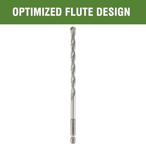 1/4" x 8" Masonry Drill Bits (2 Pack) Concrete Hammer Drill Bits Carbide Tipped, for Cement, Brick, Stone, Hex Shank - size: 1/4" - 2 Pack