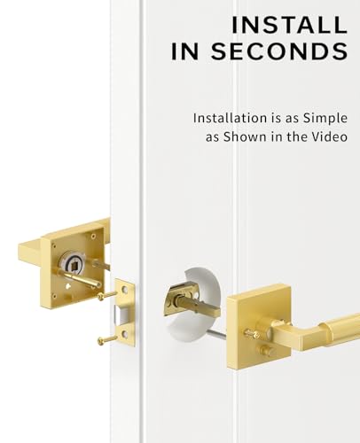 Asidrama 4 Pack Brushed Gold Privacy Interior Door Handles - color: Brushed Gold, size: 4 Pack, style: Privacy