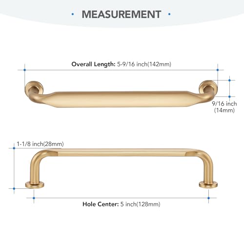 HOME EDIT Champagne Bronze Solid Cabinet Handles & Pulls 5 Inch 10 Pack - color: Champagne Bronze, size: 5 inches Hole Center