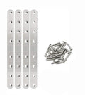 4 Pack Flat Mending Plate for Wood, Stainless Steel Straight Brackets Flat Repair Fixing Wood Brace Joining Plates Connector with Fixing Screws (4, One line shape12in) - size: One Line Shape 12 in